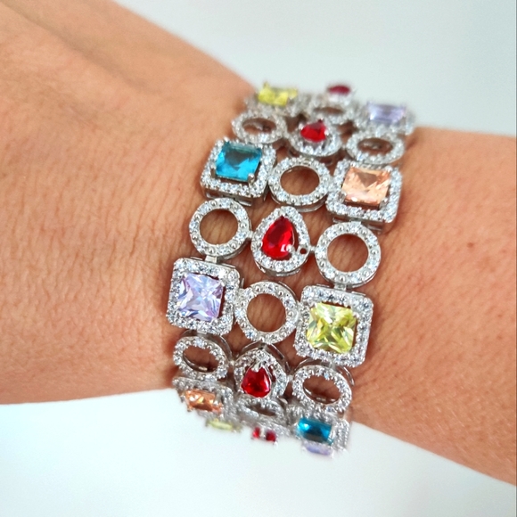 Dazzling Sterling Silver 925 Gemstones Bracelet - Picture 11 of 16